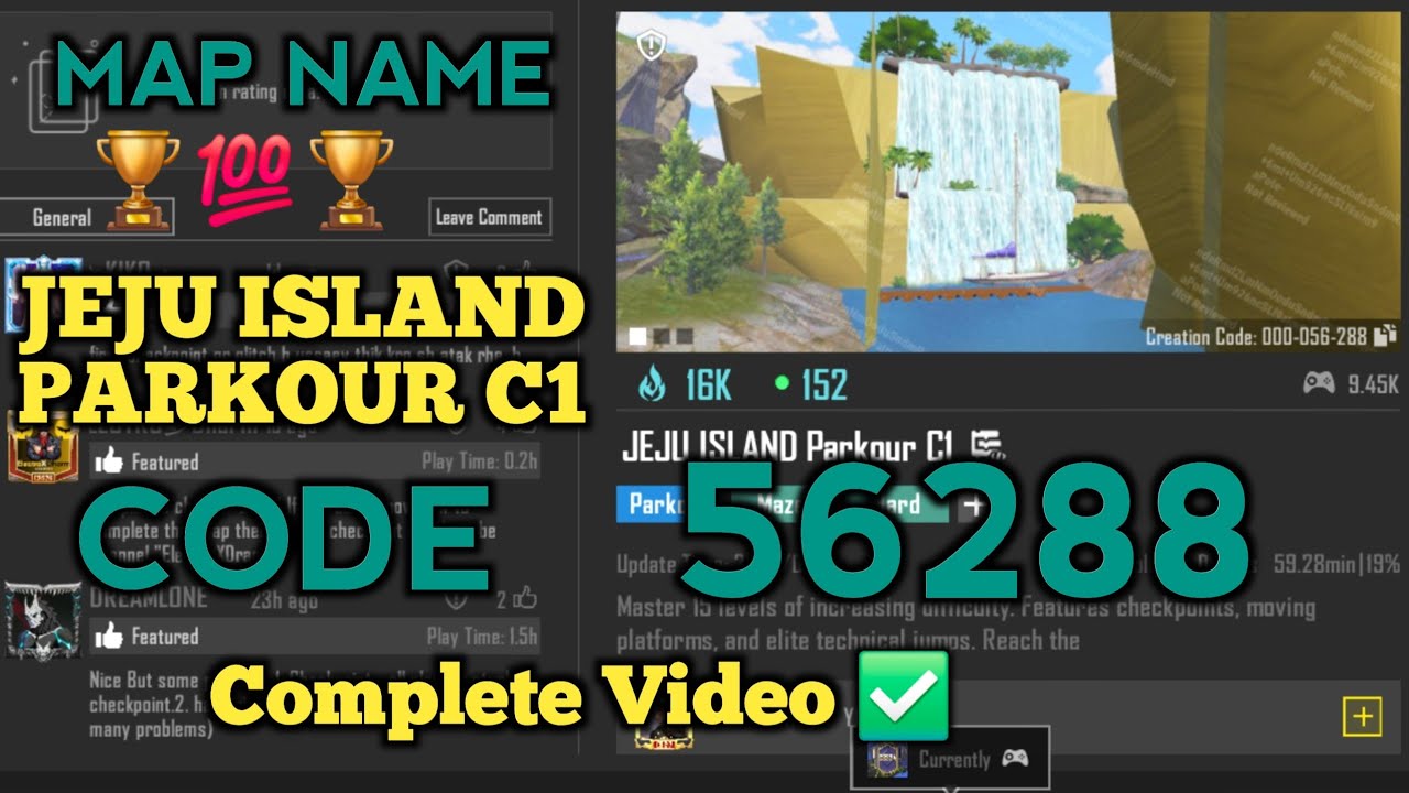 Jeju island parkour c1 map gameplay | bgmi parkour mode code 56288 | wow map tricks 