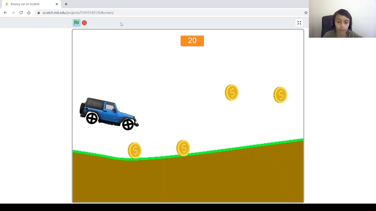 Game #29. Part 2. How to Make Hill Climb Car Game on Scratch | Jump, Collect Coins | Coding Tutorial