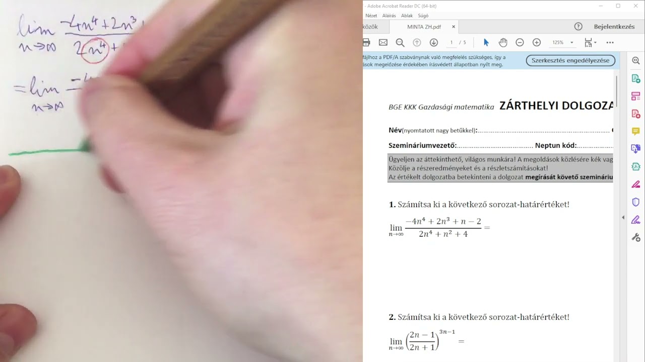 01 racionális törtek határértéke