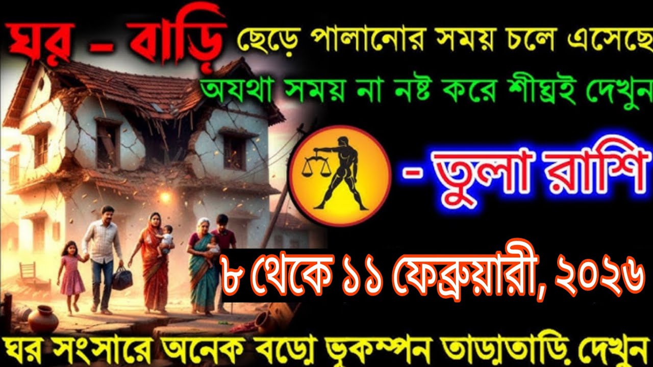 ঘর ছেড়ে পালানোর সময় শুরু! তুলা রাশির জীবনে বড় পরিবর্তন | ৮–১১ ফেব্রুয়ারি ২০২৬ #tula 
