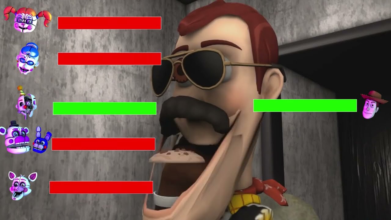 FNAF SFM TOY STORY 4 FORKY AND WOODY VS SISTER LOCATION ANIMATRONICS Toy Story 4 Animation  WITH HEA