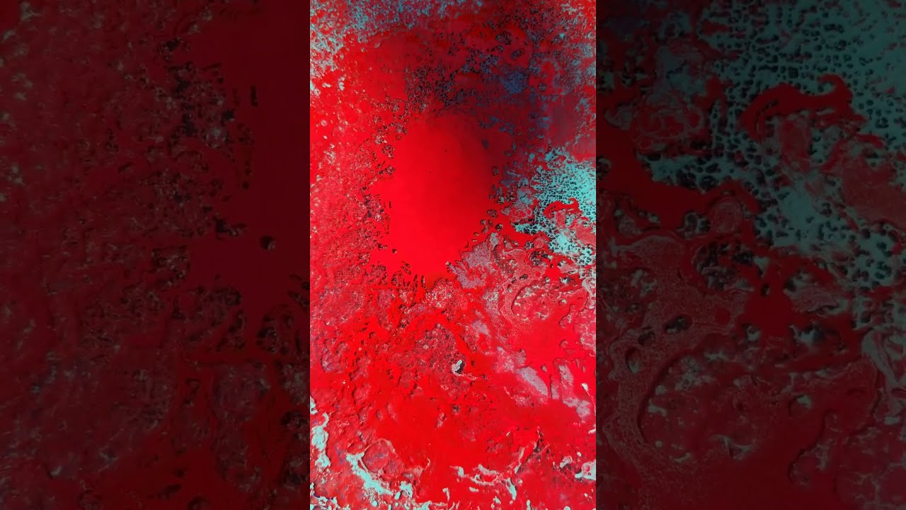 Red spray paint floating on canvas - Spray Paint Art Progress - Abstract Expressionism