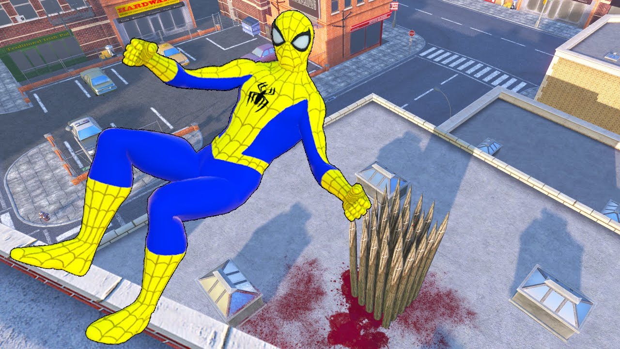 Spider Man Ragdoll Falls + Euphoria Test! Spike Traps & Best NPC Fails! Compilation #151