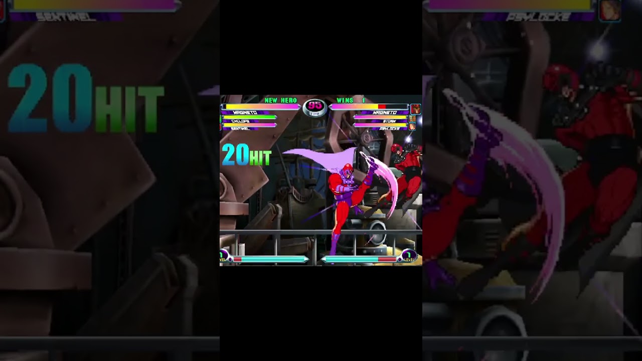 MvC2: SpiceDiamond - Magneto + Cyke AAA Rom Corner Carry to HGT x 2 95% Combo .:12.20.25:.