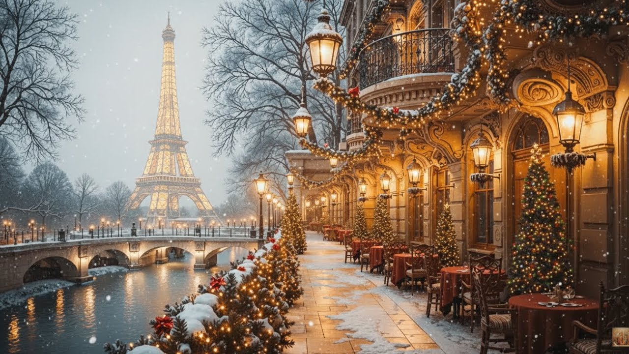 Peaceful Winter Coffee Shop by the Lake ❄️☕ Romantic Snowfall Cafe