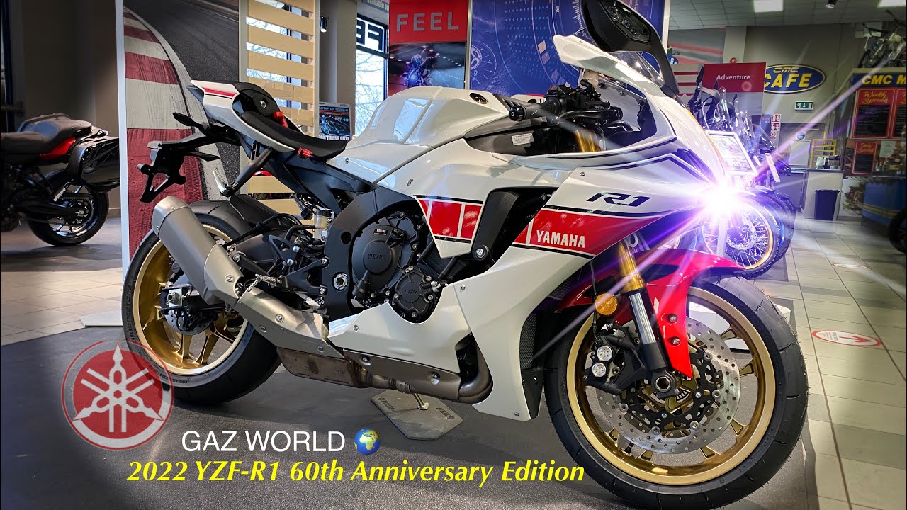 2022 YAMAHA R1 WORLD GP 60TH ANNIVERSARY EDITION CLOSE UP WALK AROUND REVIEW SPECIFICATIONS GAZWORLD