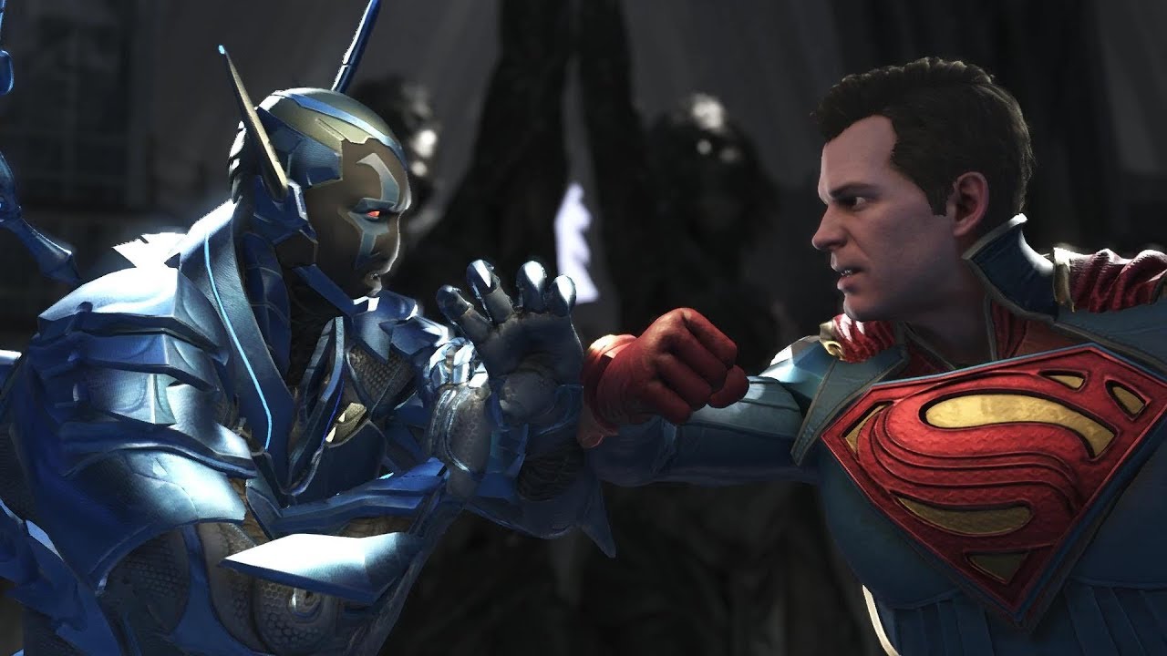 Injustice 2: Blue Beetle против Superman и Bizarro — все вступления и концовки, диалоги в стычках...