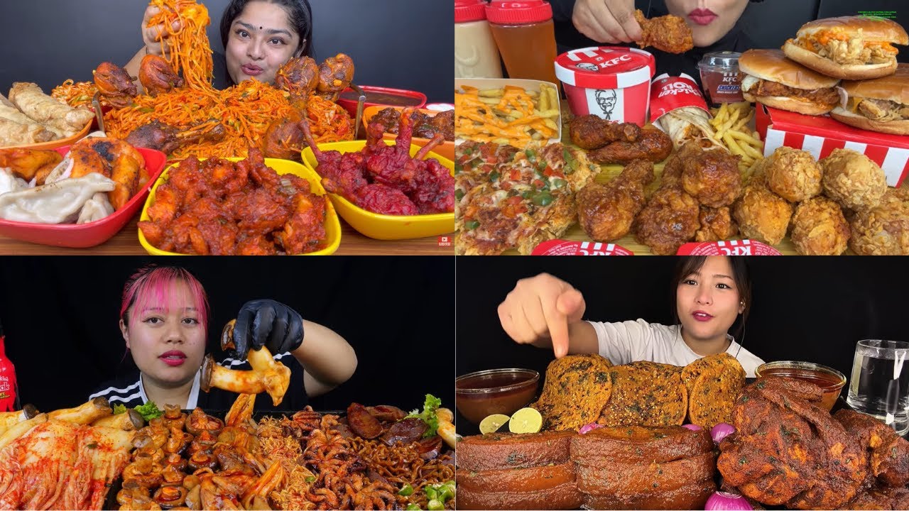 CHICKEN LOLIPOP EATING CHALLENGE,SEAFOOD, MOMOS,NOODLES,STREET FOOD CHALLENGE,PORK RIBS,EATING SHOW