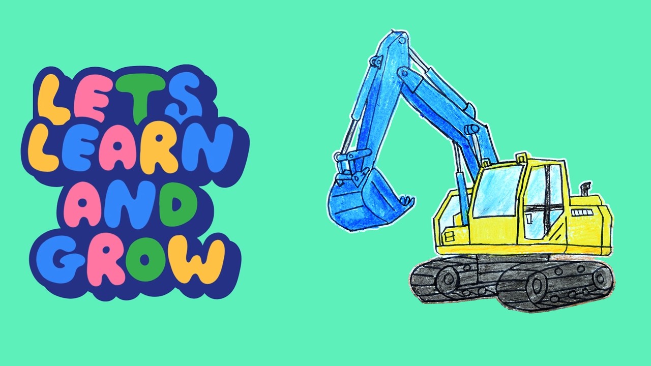 How to Draw an Excavator 🚜 Step by Step | Easy Construction Vehicle Art for Kids | A–Z Art Tutorials