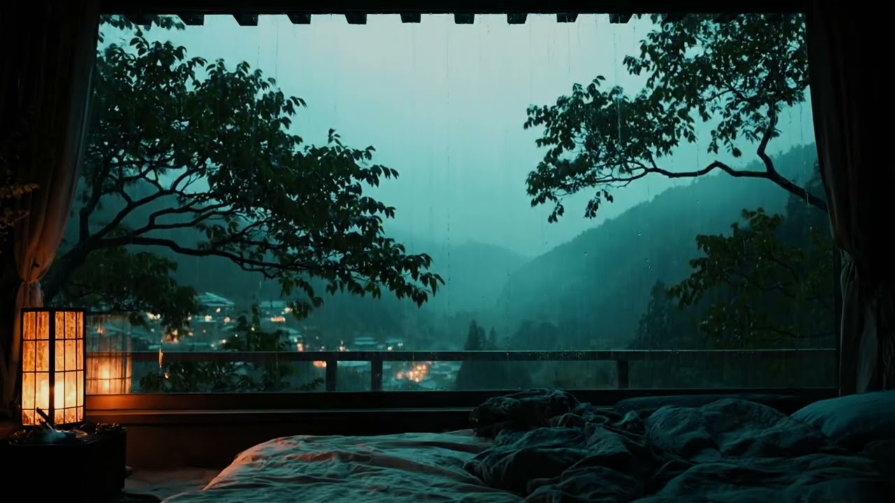 Peaceful Window Rain at Night | Sleep, Study & Meditation Sounds