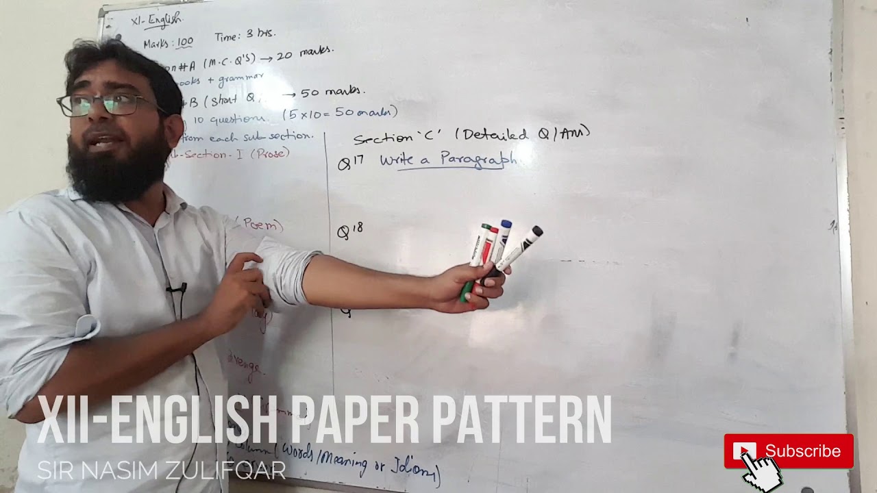 XI English Paper Pattern