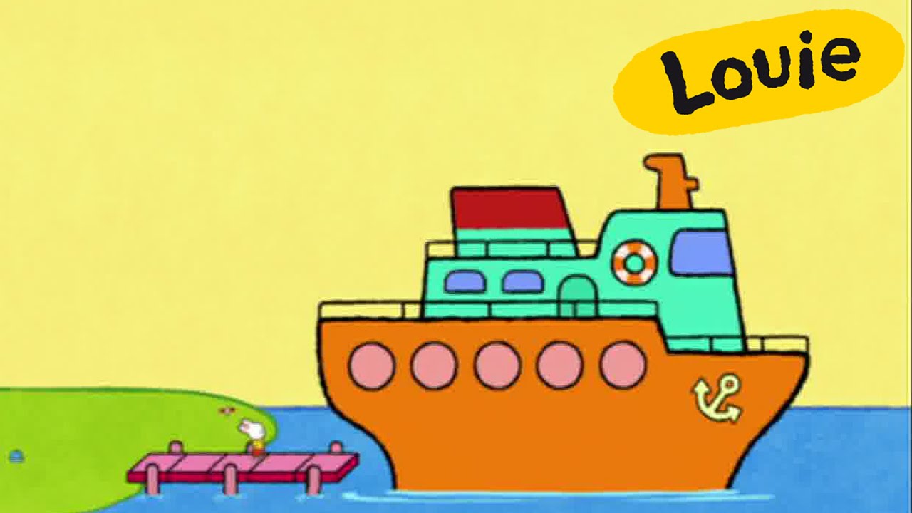 Buque - Louie dibujame un Buque, Gran barco | Dibujos animados para niños
