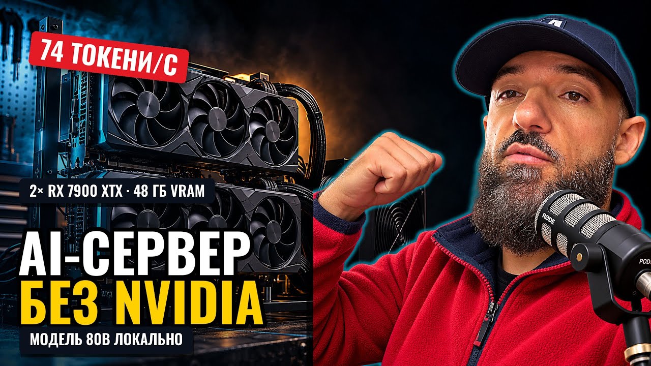 AI-сервер БЕЗ NVIDIA: 2&times; RX 7900 XTX і модель 80B локально &mdash; 74 токени/с