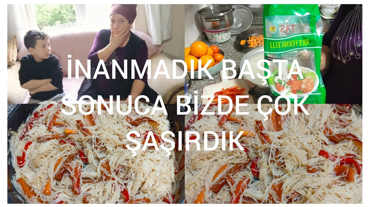KÜÇÜKLE BİRLİKTE PİRİNÇ NOODLE SEBZELİ MAKARNA DENİYORUZ ABARTMIYORUM İÇİNE DÜŞTÜK VLOG CHALLENGE 