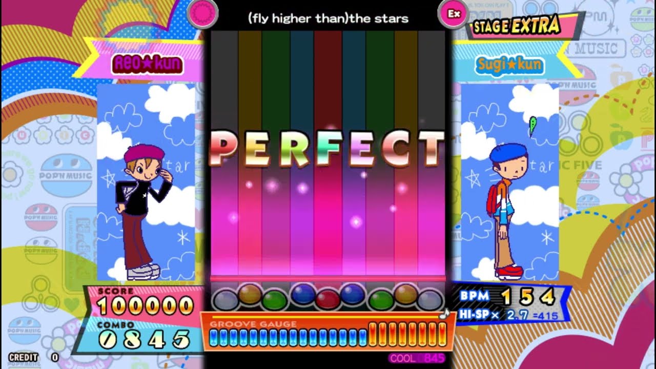 【pop'n music】ネオアコ / (fly higher than)the stars【EX】Autoplay