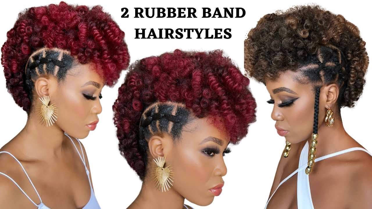 🔥2 QUICK & EASY RUBBER BAND HAIRSTYLES ON  NATURAL HAIR / TUTORIALS / Protective Style / Tupo1