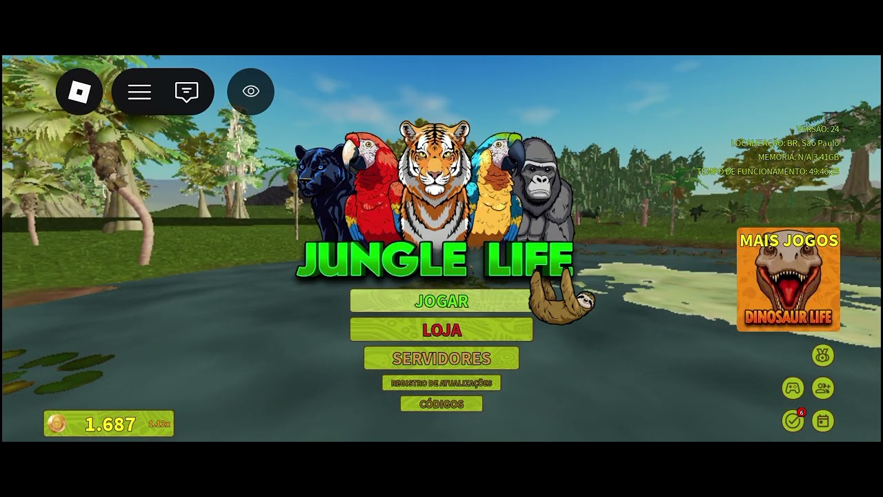 Gameplay com tigre e passando raiva também 🤣🤣🤣🤣 jungle Life Roblox 