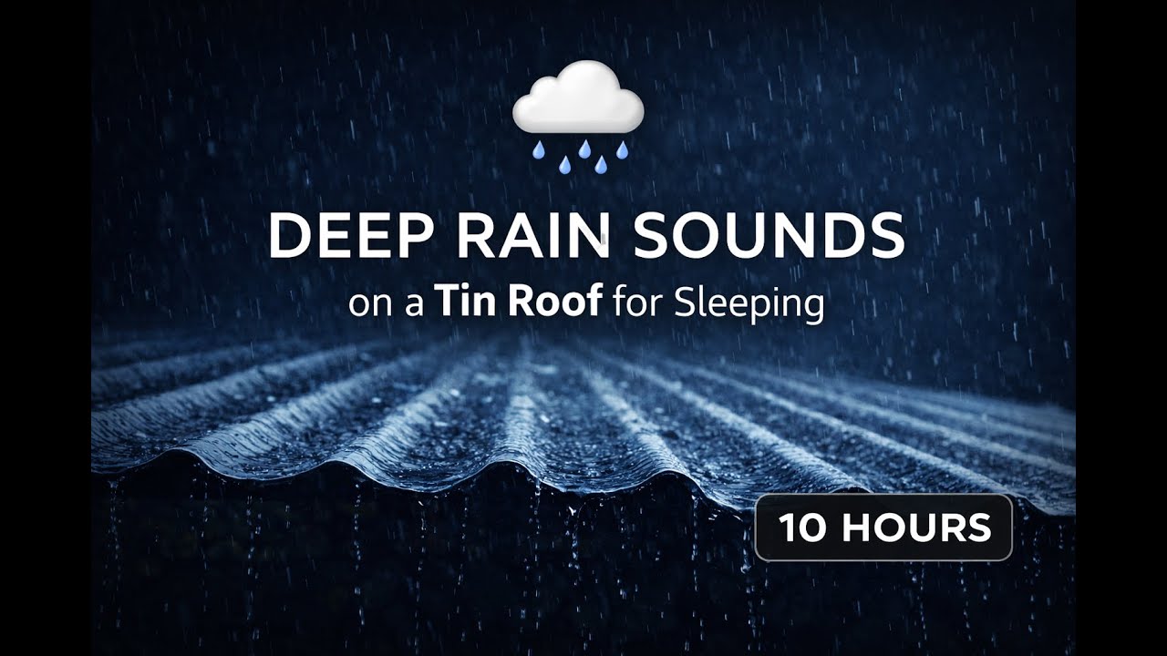 Deep Rain Sounds on a Tin Roof for Sleeping | Black Screen | 10 Hours