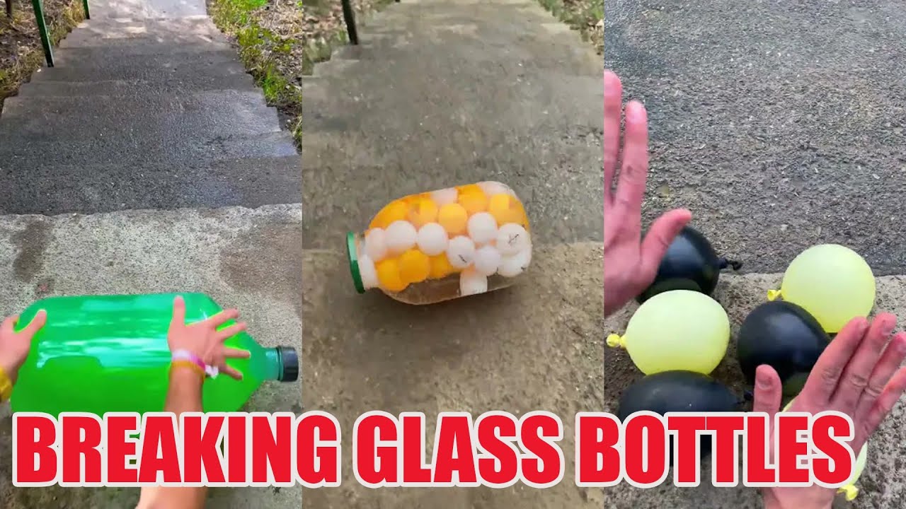 Breaking Glass Bottles and Balloon Drops 🔥 Crushing Crunchy & Soft Things #asmr #satisfying