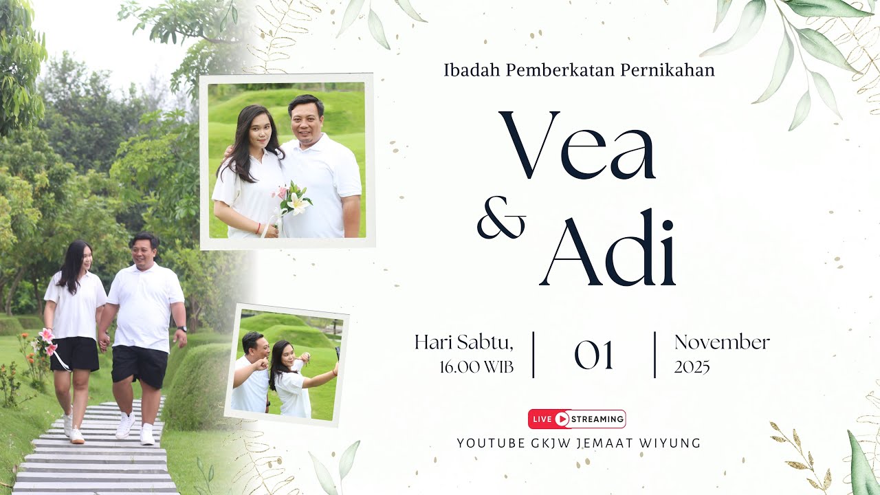 Ibadah Pemberkatan Perkawinan Vea & Adi - 01 November 2025// GKJW Wiyung [LIVE]