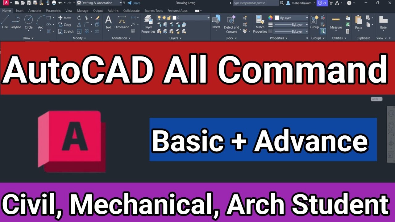 AutoCAD All Important Commands |  All Command Explained In Ditails  