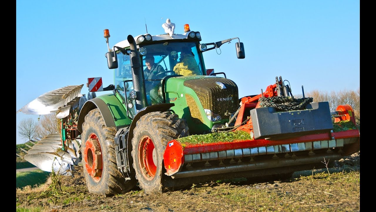 Fendt 936 Vario Kverneland 7 schaar LO 100 on-land ploeg ploughing & Topping in one pass [HD]