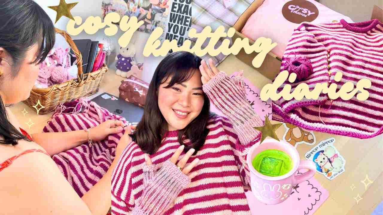 cosy knitting diaries 🍵🩰 getting back into routine, matcha, knitting the Olga sweater