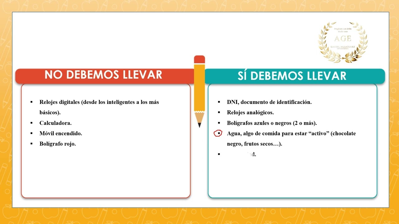 Qué llevar (y qué no) al día del examen
