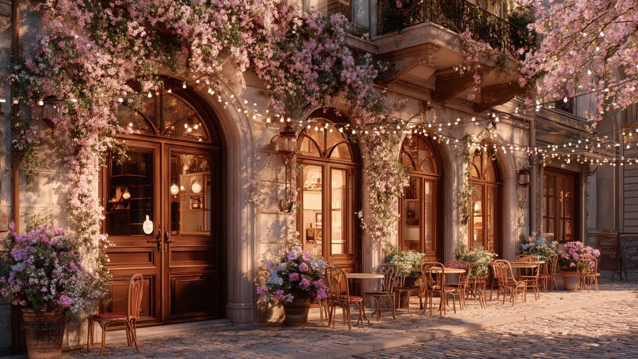 Velvet Café Ambience | Romantic European Spring Café | Paris-Style Jazz & Cozy Coffee Shop