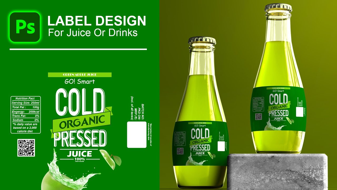 How to Create a Juice Bottle Label Design In Photoshop | Product Packaging Tutorial