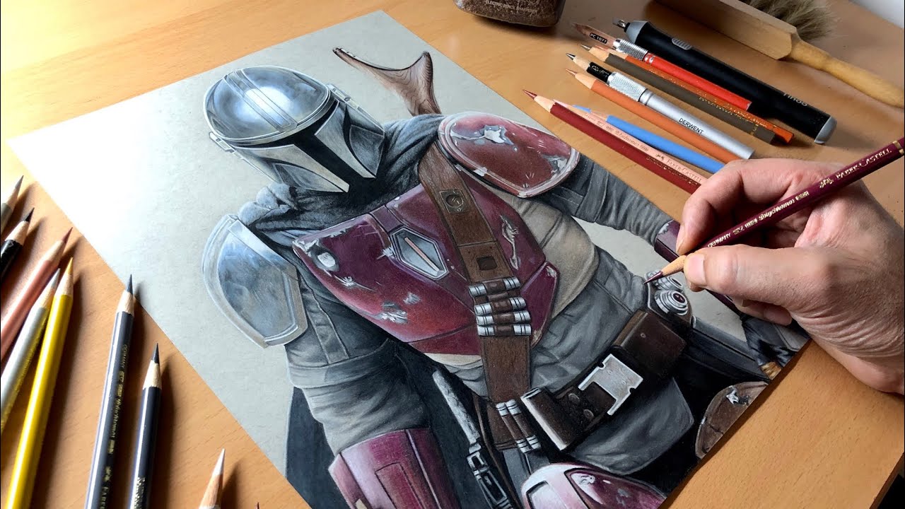 The Mandalorian Drawing - Timelapse | Artology