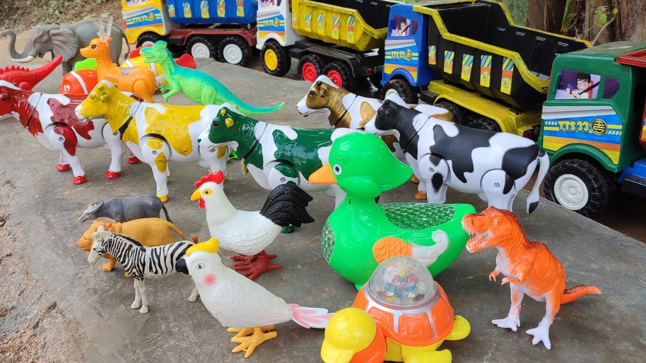 🔴Widih Truk oleng angkut induk sapi warna warni lucu gajah kingkong ayam LatoLato kodok dinosaurus