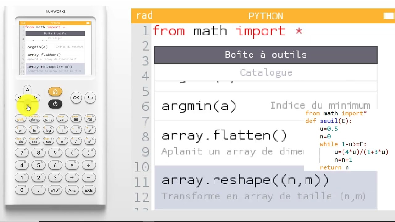 Algorithme Python : calculatrice numworks, manipulation