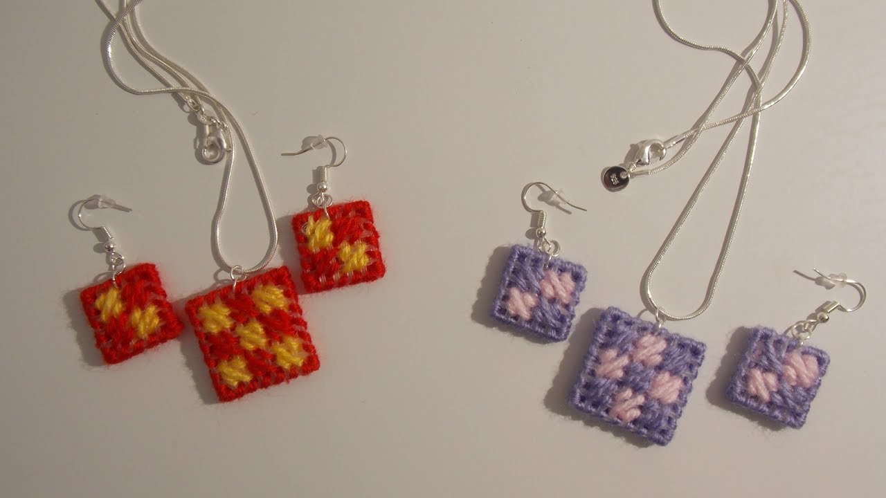 How to make a plastic canvas Earrings and Necklace
