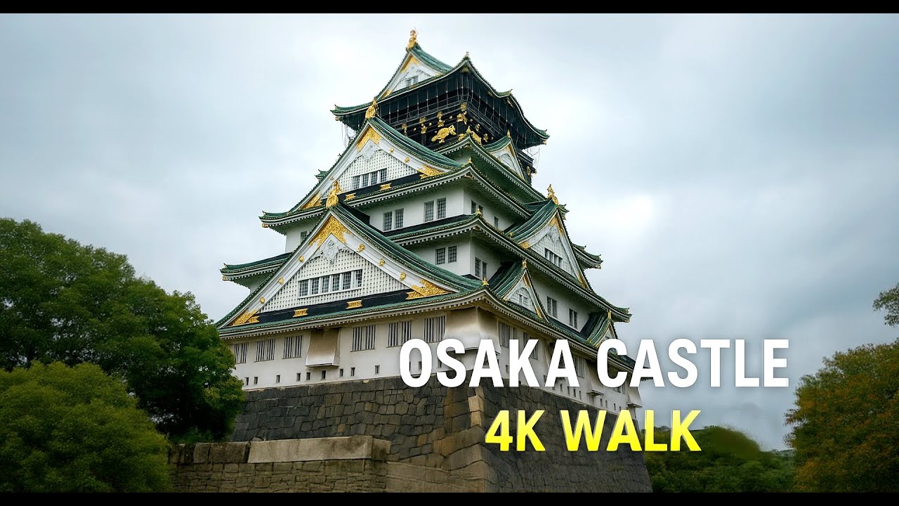 Osaka Castle 4K Walk | Rainy Autumn Day in Japan 🇯🇵 | Peaceful Walk Through History No Talking ASMR