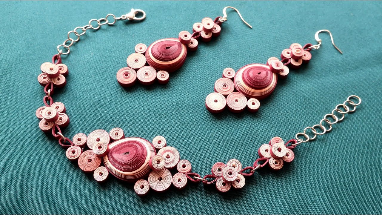 Quilling Earrings and Pendant. Quilling Jewellery Set.