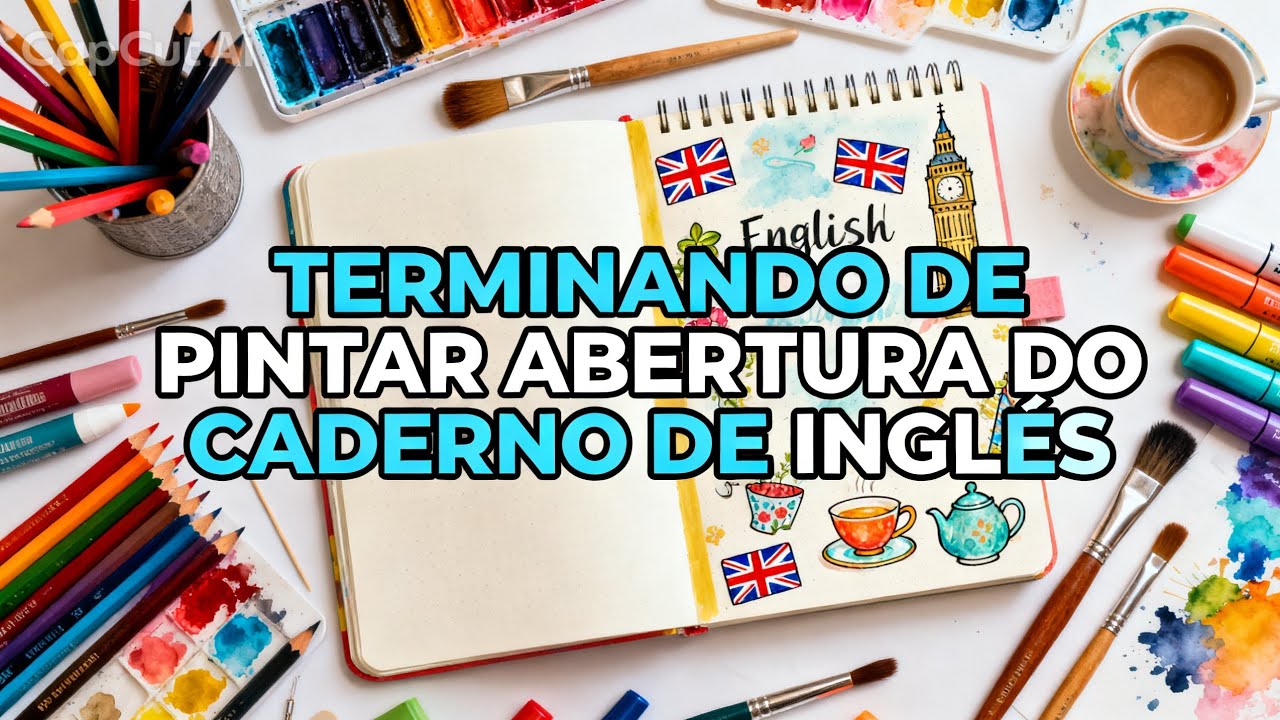 Terminando de pintar a abertura do caderno de Inglês/Primeiro vídeo de Pintura !!!🖌️👨‍🎨🎨