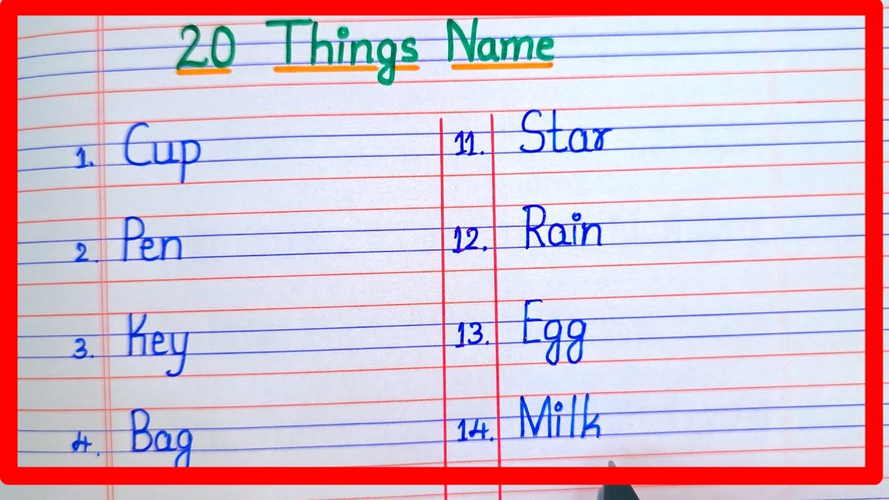 # 20 things name##Things name