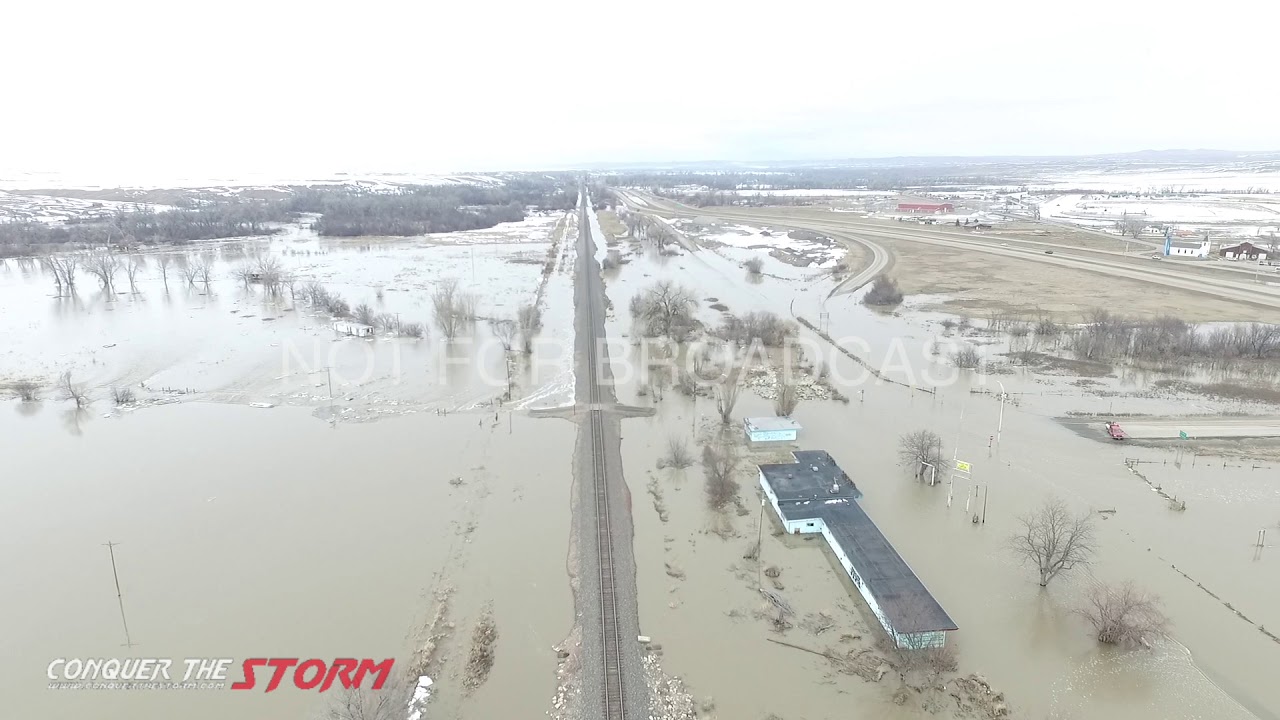 FLOODING ON INTERSTATE 90 - DRONE FOOTAGE