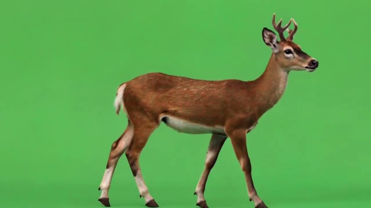 Deer 🦌 walking in a Green Screen