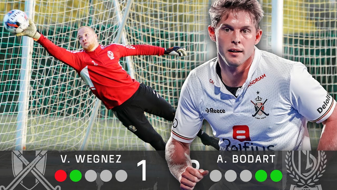 Victor Wegnez tests his FOOTBALL SKILLS and challenges Arnaud Bodart 🏑🧤