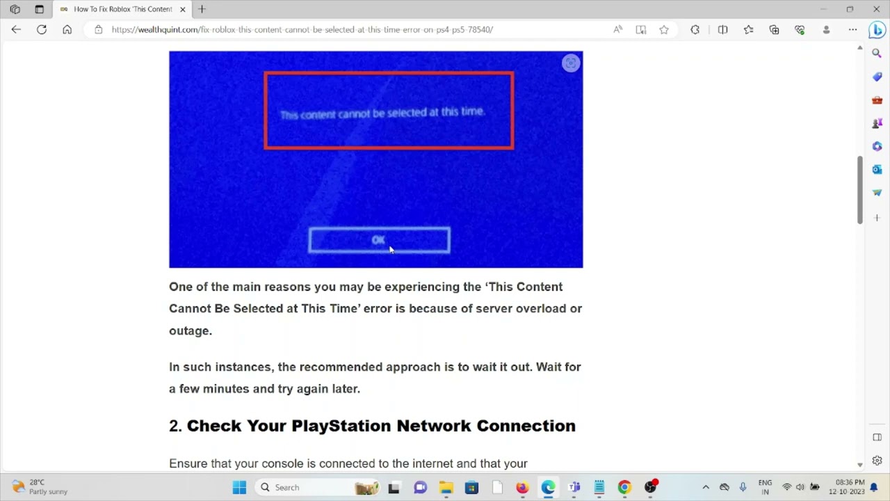 How To Fix Roblox &lsquo;This Content Cannot Be Selected At This Time&rsquo; Error On PS4 & PS5