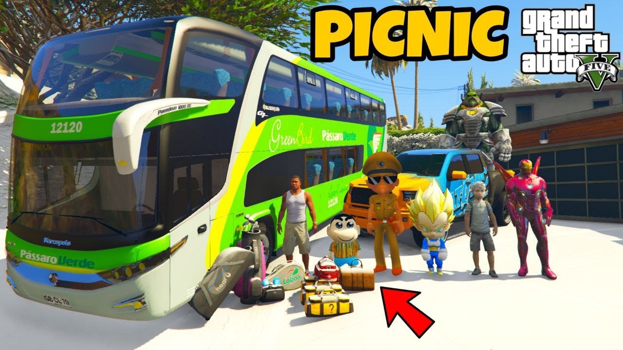 Franklin and Shinchan Plane A Road Trip With Luxury BUS From Los Santos To North Yankton IN GTA 5