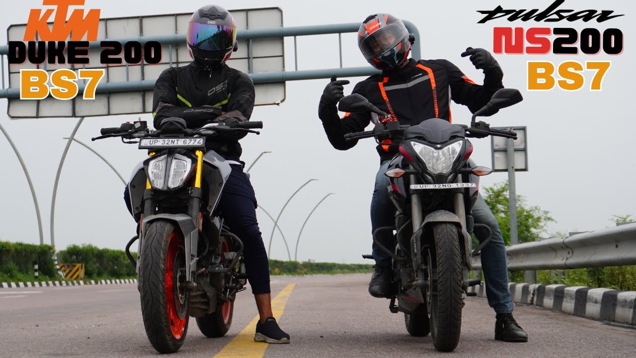 Duke 200 BS7 with LED Headlight vs NS200 BS7 Drag Race