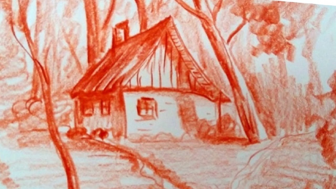 Como DESENHAR uma CASA na FLORESTA! DESENHO com LÁPIS de COR!