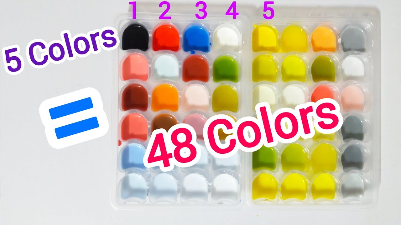 [ MIX COLORS] How to create 48 colors from 5 primary colors! #mixcolors #watercolor #colors