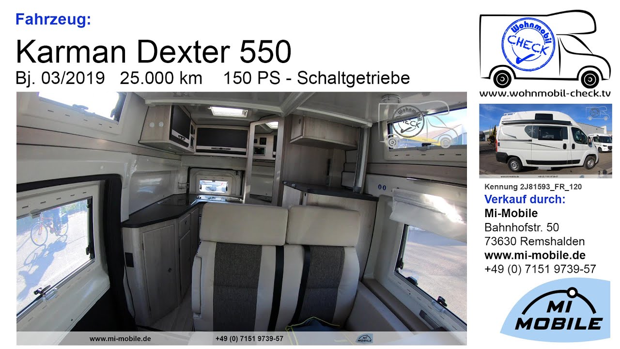 Verkauft - Karmann Dexter 550 - EZ 2019 , 150 PS, Hubbett,  unter 5,50m Länge, Kastenwagen