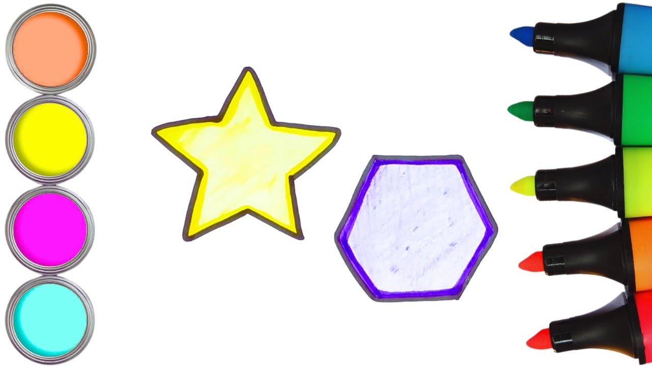 How To Draw cute shapes Drawing, Painting & Coloring For Kids and Toddlers_ Child Art 🌈🎨