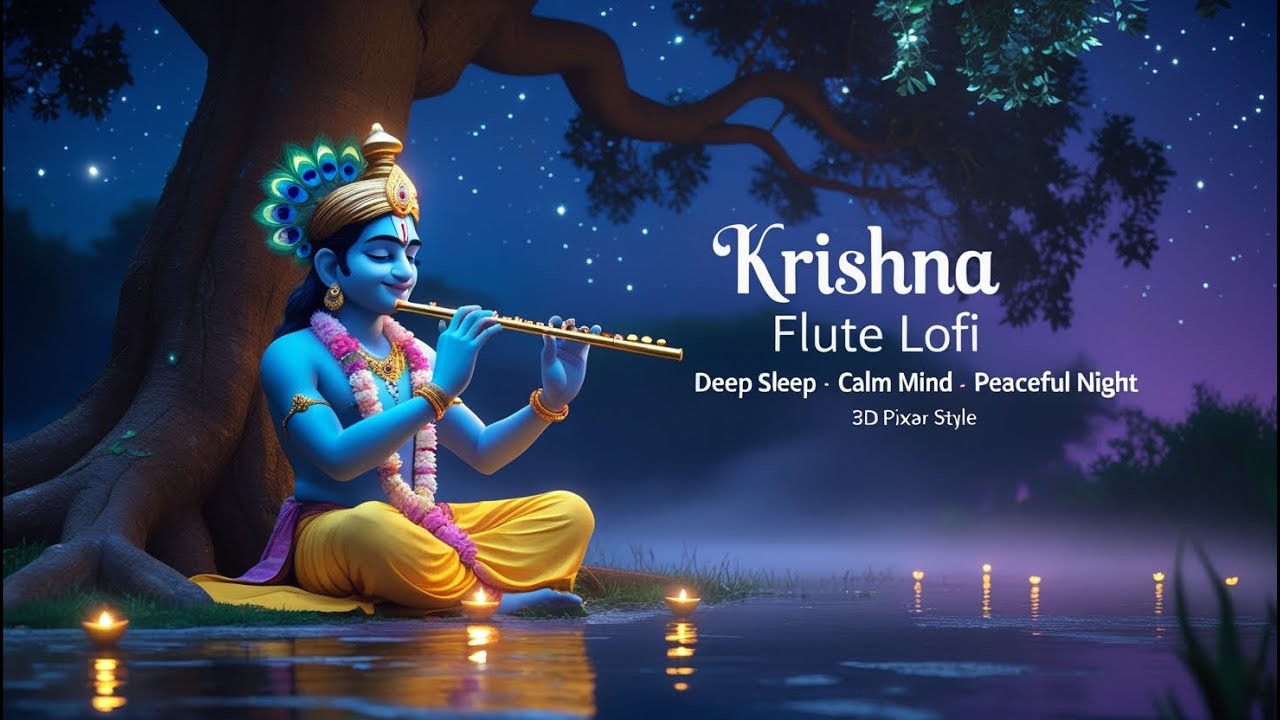 Shree Krishna Flute Lofi Music for Deep Sleep & Mind Relaxation | Peaceful Bansuri Music at Night 🌙