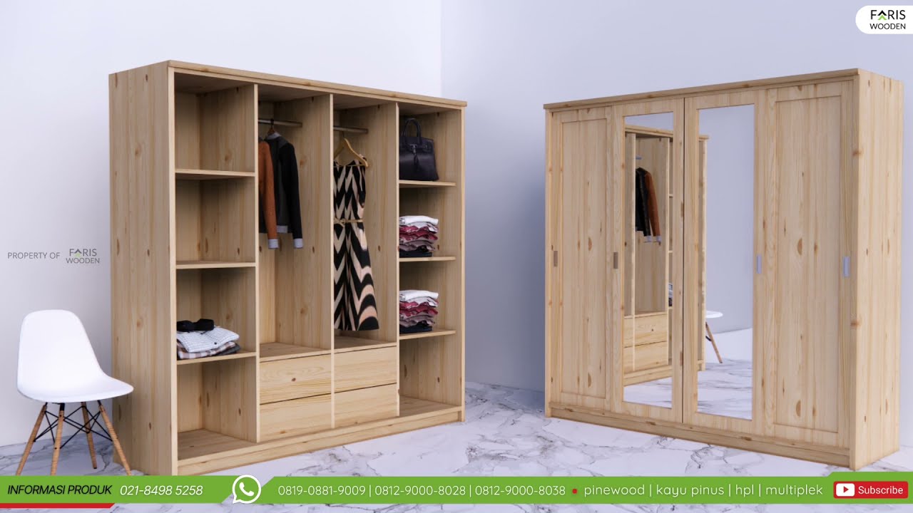 Desain Lemari Pakaian 4 Pintu ( Ukuran 200x200cm)